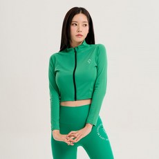 위크나인 여성 샤인 크롭 집업 래쉬가드 루즈핏 긴팔 수영복 상의