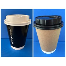 昀誠紙品 雙層中空咖啡杯組 8oz 12oz 16oz 牛皮色 黑色 50組, 1個, 12oz 中空牛皮杯50個