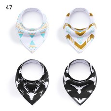 구미 물수건 아기 턱받이 아기 턱받이 벨벳 면 삼각 수건 모유 용품 봄 가을 스타일, 47 검 은 사슴 머리