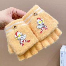 兒童針織手套奧特曼五指手套加絨防風男童翻蓋半指套寫字貼心設計Doly