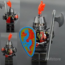 중세 나이트 기사단 18종 블록 조립 피규어 사자 드래곤 크라켄 창병 기사, 레드드래곤 8개