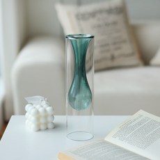 Haru Gonggan 雙層造型玻璃花瓶, 深綠色