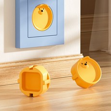 곰돌이 멀티탭커버 콘센트안전커버 4개입 실리콘캡 콘센트안전캡 실리콘덮개, 1개, 콘센트캡_옐로우4p