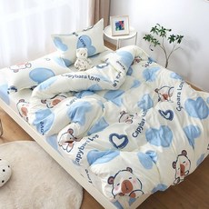 kogiselle 磨毛工藝純棉被套，單人/雙人尺寸, 愛心豚,150x200cm被套