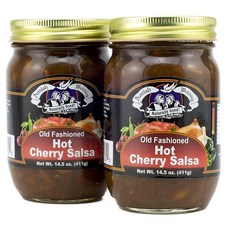 Amish Wedding Kettle Cooked Salsa 두껍고 두툼한 411.1g14.5온스 병 2개 팩 체리, 핫 체리