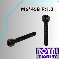 ROYAL 鈦合金螺絲 M6*45B P:1.0 錐形螺絲 64鈦 正鈦 四色可選, 1個, 帝王黑