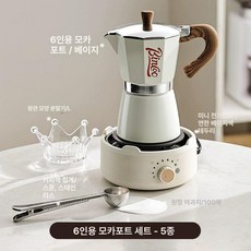 에스엔엠 모카포트 전기세라믹 세트, 1개, 6인분 클래식 화이트 레드 5종세트