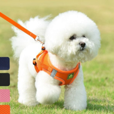 반려견 가슴 줄 가볍고 야간 강아지산책 애견 하네스 반려동물 산책줄 외출 목줄 리드 용품, 오렌지