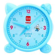 一至三年級課本同步時鐘教學具，聯動鍾點學習器，認識鐘錶和時間模型，趣味學習時間, 1個, 三針聯動鐘點教具藍色