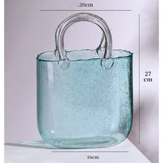 BCQ 유리 토트백 화병인테리어 소품 실내 장식, 블루