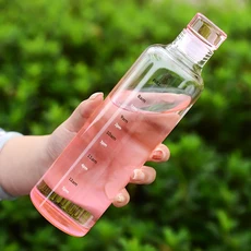 시간 표시가 있는 PC 플라스틱 물병 체육관 여행 야외 활동을 위한 16.91oz 누출 방지 낙하 BPA 프리 스포, 05 Pink 1pc