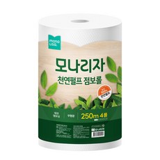 모나리자 천연펄프 점보롤 화장지, 4롤, 1박스, 250m