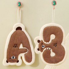 限時優惠. 可愛卡通擦手巾可掛式超強吸水加厚家用廚房衛生間厚抹布兒童手帕, 字母熊A+字母熊B, 1個