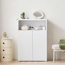 [NEW출시특가] 바로방가구 로엔 LPM 더 높은 수납장 800 상부오픈형 슬림 거실 베란다 다용도수납장, 화이트
