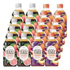 웅진 티즐제로 자몽블랙티+피치얼그레이 혼합 500ml 20개입 한박스 스터디 카페 사무실음료, 20개