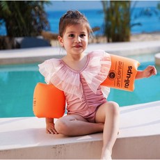 《台灣現貨》雙氣囊加厚充氣水袖/手臂泳圈/浮力手臂圈, 橘色, 1個