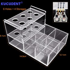 치과 주사기 아크릴 정리함 거치대 파우치 케이스 복합 송진 투명 의사 클리닉 용품 접착제 배치 도구, 6 Holes, 1개