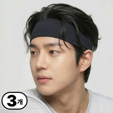 블랙코어 스포츠 헤어밴드 땀흘림방지 초강력 땀흡수 쿨링 러닝, 3개, 블랙