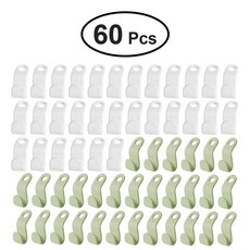 플라스틱 행어 연결 쌓을 있는 공간 절약 보관 다기능 옷걸이 60 세트, White Green 60pcs