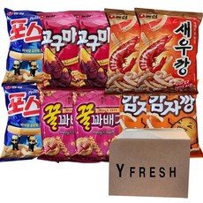 YFRESH)새우깡 90g x 2 감자깡 75g x 2 고구마깡 83g x 2 꿀꽈배기 90g x 2 포스틱 84g x 2 + YFRESH박스