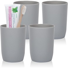 컵이 있는 아스트라룸 칫솔 홀더 깨지지 않는 욕실 텀블러 4개 350ml 식기세척기 안전 플라스틱 및 메이크업 브러시 정리함 카운터용 재사용 가능한 음용 안경그레이, Gray
