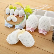 쌍문상회 통기성좋은면 손싸개 망사원단 여아 통기성우수한 신생아 장갑 남아 유아 사계절 보드라운 유아용품 앙증맞은 소보치 40872EA