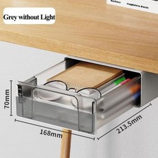 주방 화장실 틈새수납장 테이블 아래 숨겨진 보관함 탁상용 서랍 정리함 노펀치 인덕션 야간 조명 식료품, 2) Grey no light
