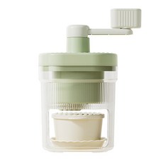 가정용 휴대용 수동 빙수기 슬러시 우유빙수, 녹색, 1세트, 빙수기+1볼+2접시