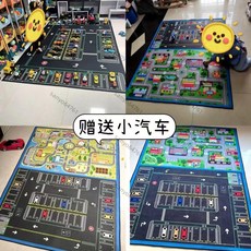 兒童地毯停車場幼兒園室內城市交通遊戲爬行墊，加厚安全無毒客製化地墊, 淺色馬路,120*160【標準毯】