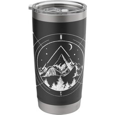 하이킹 캠핑 마운틴 컴퍼스 하이커 캠핑카 야외 스테인리스 스틸 단열 텀블러, 20 Ounces, Black