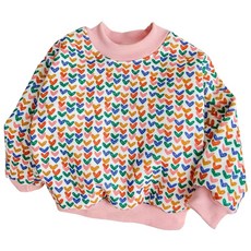 萱寶媽咪baby童裝館 韓版兒童長袖針織愛心上衣 圓點毛衣 女童紅色滿印愛心毛線上衣 針織衫 兒童針織上衣 女童針織上衣 兒童長袖上衣 童裝