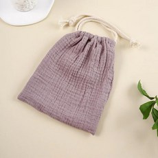 아동용 더블 레이어 코튼 모슬린 침대 가방 단색 인쇄 보관 드로스트링, 3. Purple