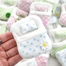 인형 미니어처 이불 악세사리 장식 꾸미기 베게 이불세트 침대 미니 키링 고리, 2개, 블루