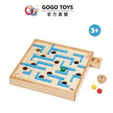 GOGO TOYS 滾動平衡小迷宮 適合3歲以上兒童 挑戰腦力與平衡, 原木色, 1套