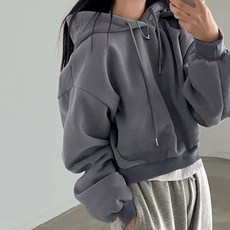 라라홀리 데일리 심플 루즈핏 크롭 후드 티셔츠