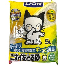 LION獅王 ニオイをとる砂 貓砂 5L 長效除臭 草本綠香, 1包, 木質綠香