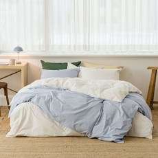 소프라움 앤 데일리코튼 60수 바이오워싱 순면 이불커버 싱글, 블루