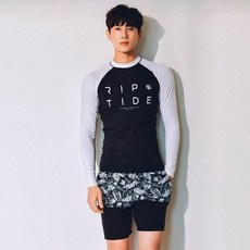 헤링본 남자 긴팔 래쉬가드 수영복 상의 슬림핏 비치웨어 빅사이즈 휴양지 바캉스룩 R202M