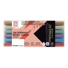 Kuretake 吳竹 金屬色系雙頭平頭麥克筆 6色組, 1個