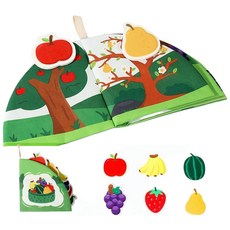 尾巴布書 寶寶撕撕書：柔軟可啃咬，新生兒早教益智認知布書玩具, 【水果認知】撕撕布書