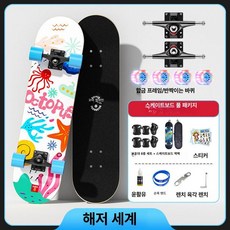성인용스케이트보드 입문자 4륜 초보 스케이드보드 초급, 1개, 스트리트 라이트 [언더워터 월드]