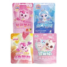캐치티니핑 젤리 + 위시캣 캔디 4종세트 (왕관젤리+소다젤리+4D젤리+발바닥캔디), 1세트, 4종혼합