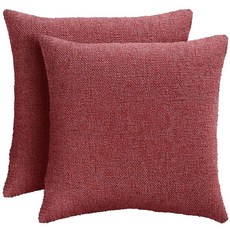 베개 커버 2개 세트 - 장식용 셀프 프린지 35.6 x 50.8cm14 20인치 90% 면 소파 침실 거실 10% 리넨 쿠션 그레이 장식 183557, 18" x 18" (Pack of 1), 레드, 레드
