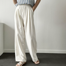 [기획] 썸머 코튼 바스락 와이드 밴딩 핀턱 팬츠 (4color)