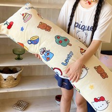 Pogeuni 마일키드 보들보들 따뜻한 가을 겨울 롱 바디필로우 일자형 롱 쿠션, 큐티 고양이