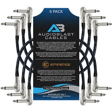 6개 유닛 - 15.2cm(6인치) Audioblast HQ-1 매우 유연함 이중 차폐 (100%) 악기 효과 페달 패치 케이블 6.35mm(¼인치) 로우 프로파일 R/A