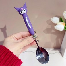 스테인리스 식기 세트 귀여운 포크 스푼, 퍼플 쿨리미 스푼, 1개, 기본 색상