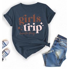 여성을 위한 여름 휴가 티셔츠 (미국 알파 라지 레귤러 레귤러 블랙), 블루