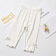 i揪團 女童莫代爾蝴蝶結花邊七分褲 柔軟滑順 透氣排汗 彈力舒適