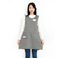 흰곰 끈타입 앞치마 끈타입 어린이집 보육교사 선생님 실습 원피스 단체앞치마 린다스 에이프런샵, 1개, 그레이